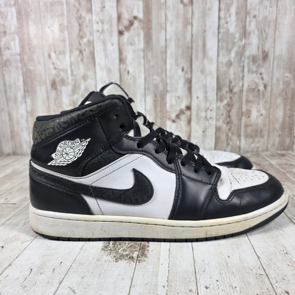 Jordan Air Jordan 1 Mid Black‎ Elephant White Black FB9911-001 Mens 12
